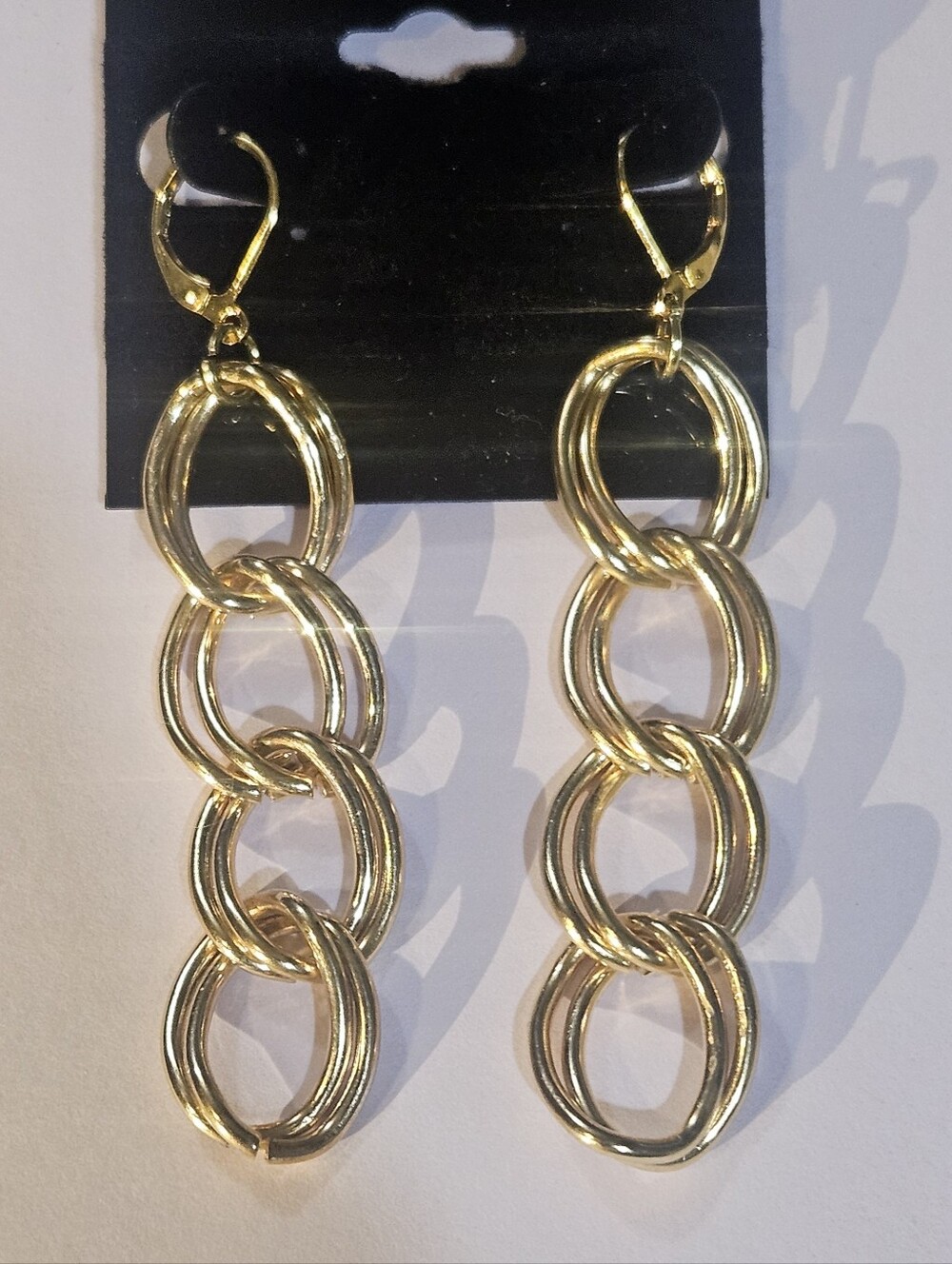 Gold Chain Link Drop Earrings -Leverback... Hand-Crafted